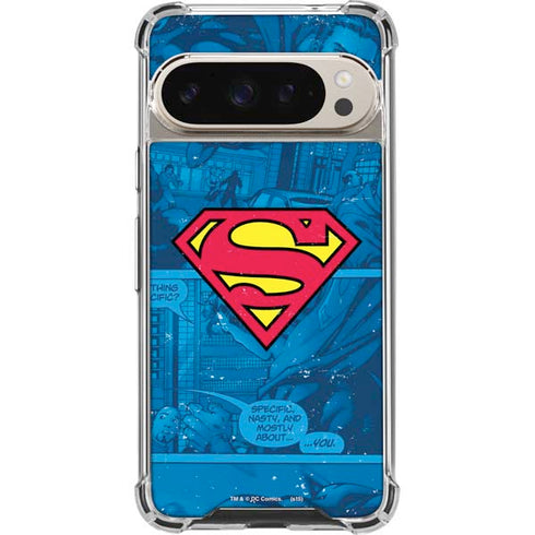 DC Comics Superman Logo Background Pattern Pixel 9 Pro XL Clear Case